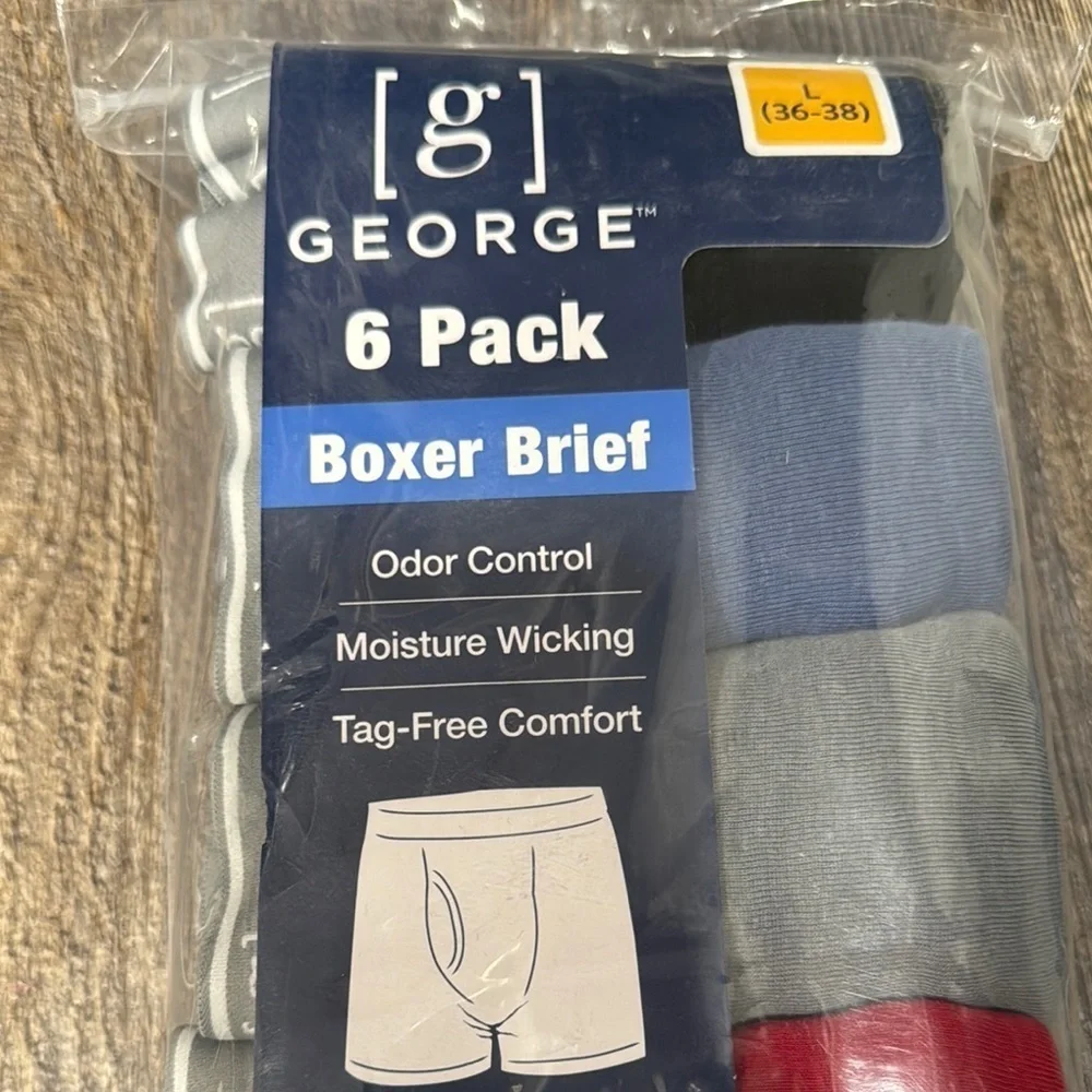 George Men's Boxer Briefs 6 Pack - Blue, Gray, Red